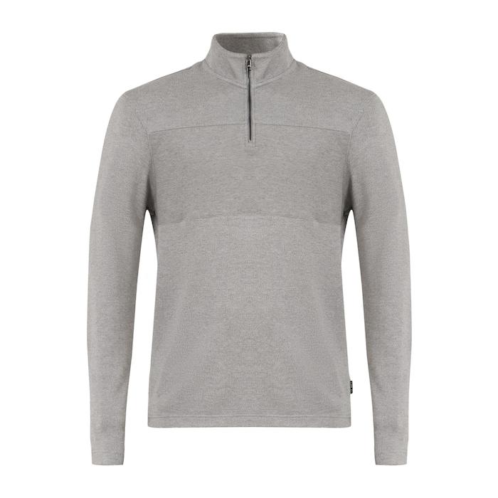 men grey textured panel half-zip sweatshirt