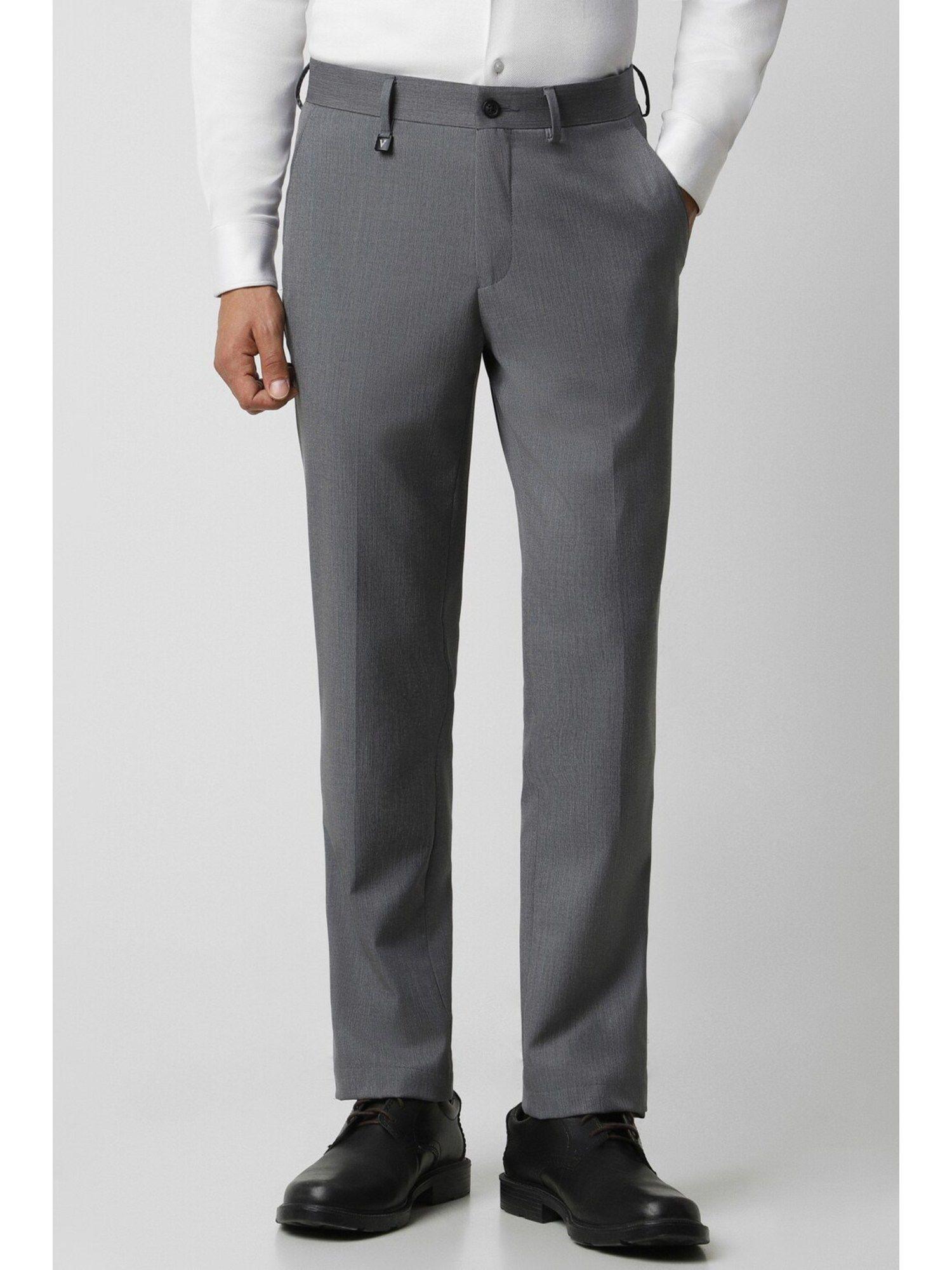 men grey textured skinny fit trouser