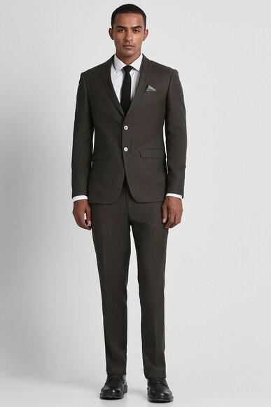 men grey textured slim fit party two piece suit