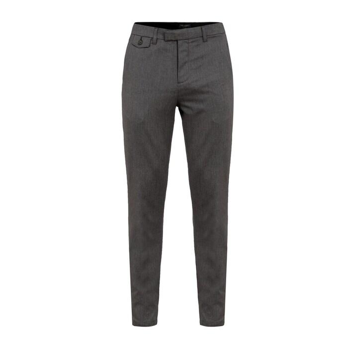 men grey textured slim fit trousers