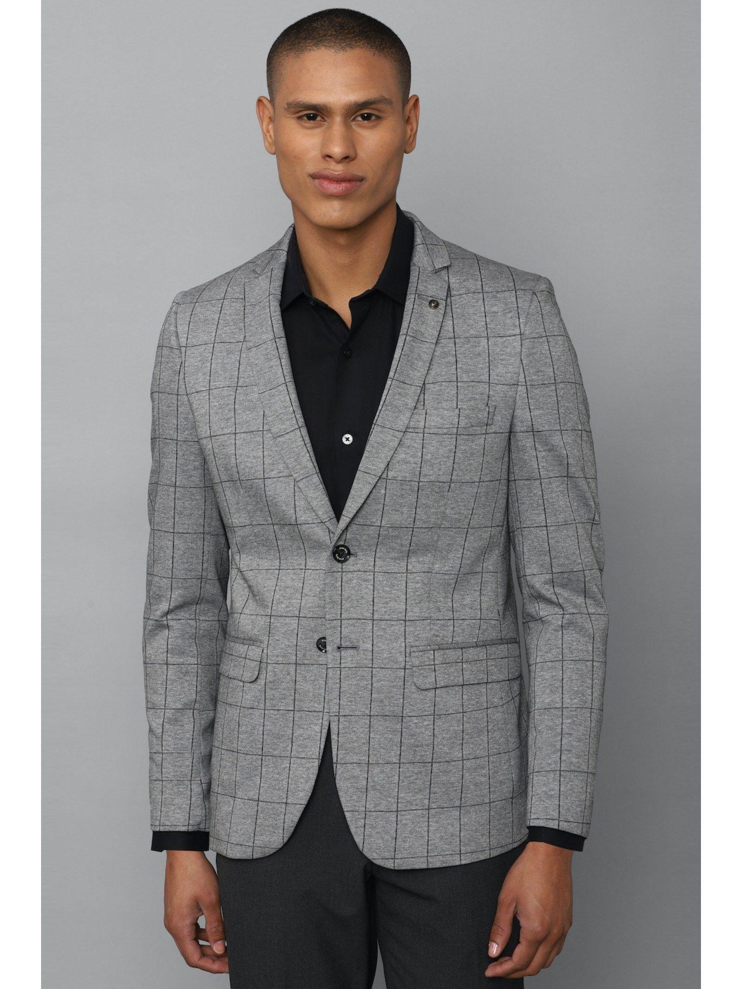 men grey ultra slim fit check formal blazer