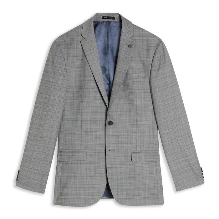 men grey wool blend check jacket