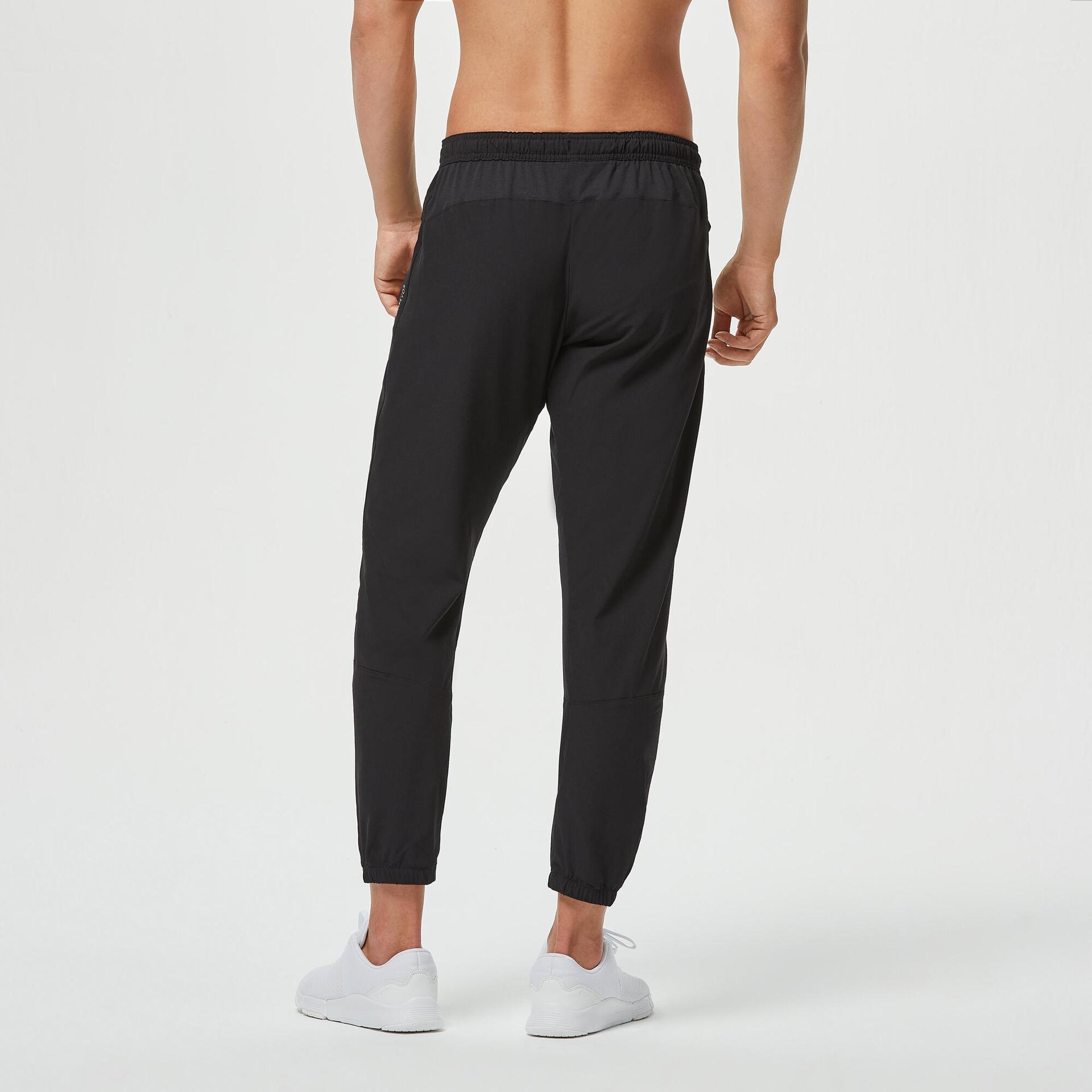 men gym track pants polyester slim fit fit 500 black