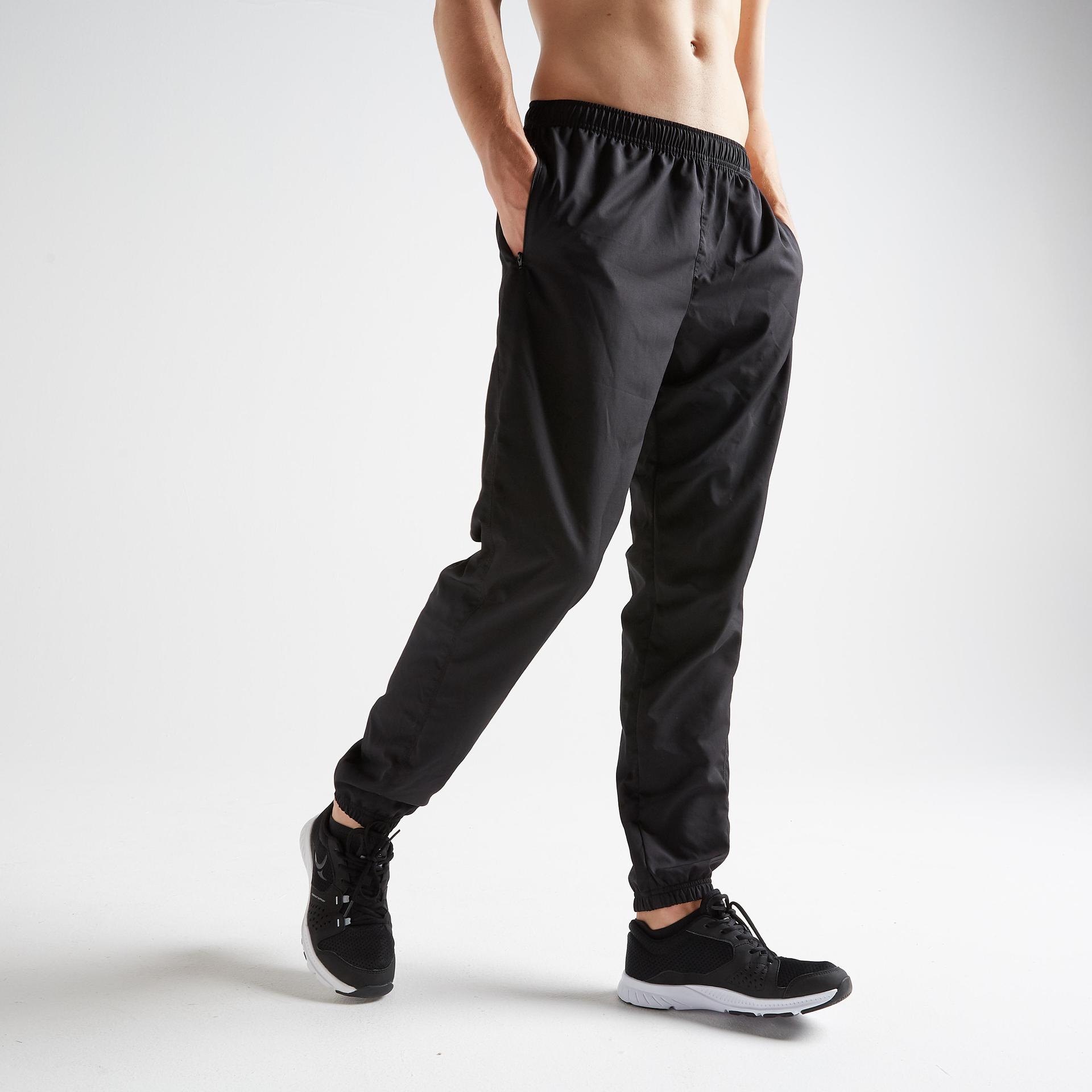 men gym track pants polyester slim fit fpa 120 black