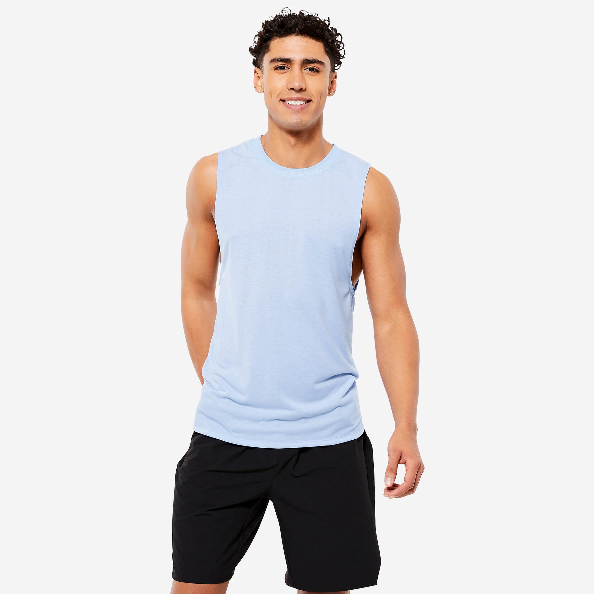 men gym vest tank top - blue