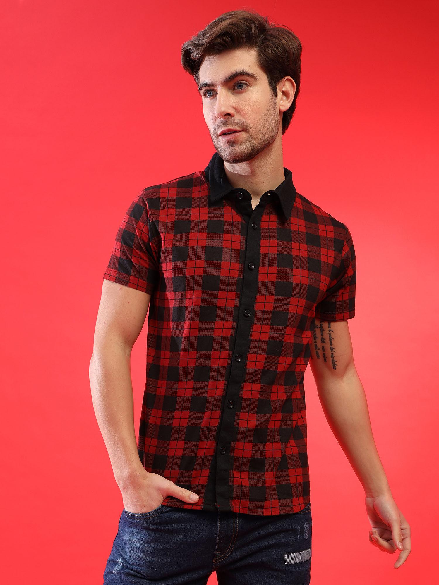 men half sleeves sleeve checks casual shirt