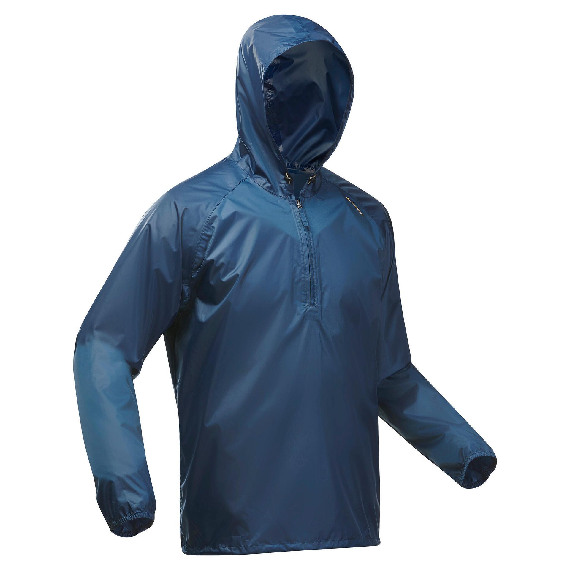 men half zip rain jacket with storage pouch abyss blue - nh100