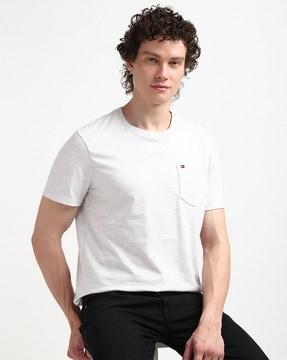 men heathered regular fit crew-neck t-shirt with patch pocket