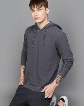 men heathered regular fit hooded t-shirt