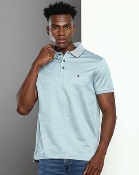 men heathered regular fit polo t-shirt