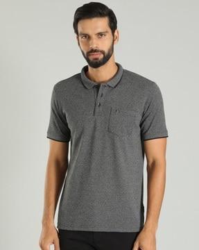 men heathered regular fit polo t-shirt