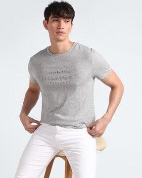 men heathered regular fit round-neck t-shirt