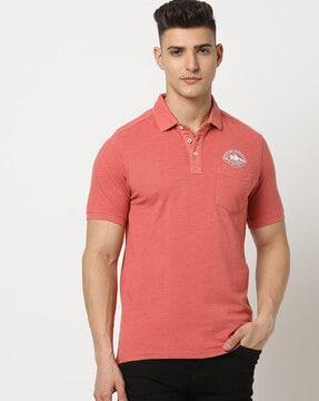 men heathered relaxed fit polo t-shirt