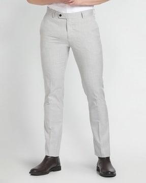 men heathered tailored fit flat-front trousers