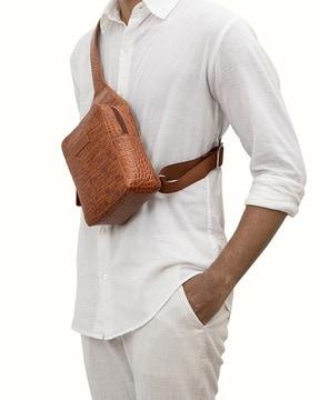 men heathrow-01 crocodile leather crossbody bag