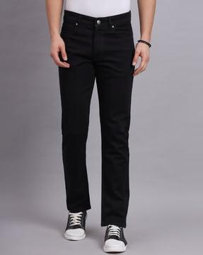 men heavily-washed relaxed fit jeans