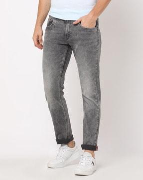 men heavy-wash slim fit jeans