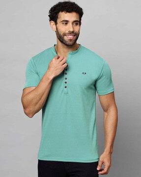 men henley t-shirt with short sleeves