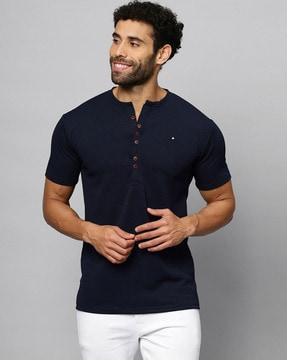 men henley t-shirt with short sleeves