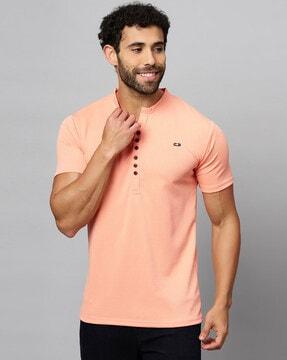 men henley t-shirt with short sleeves