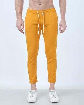 men high-rise track pants with elasticated drawstring waist