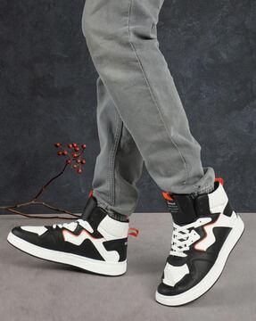 men high-top lace-up sneakers