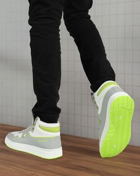 men high-top lace-up sneakers