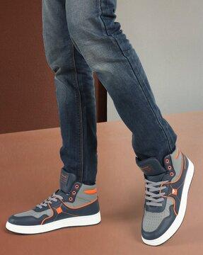 men high-top lace-up sneakers