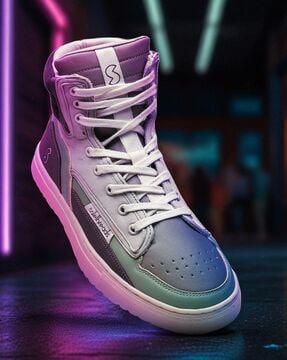 men high-top perforated lace-up shoes