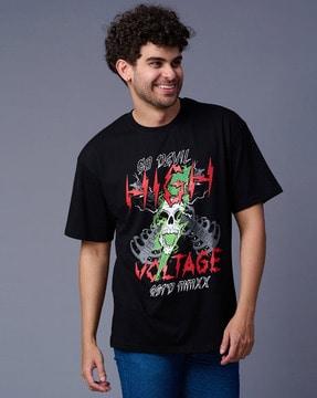 men high voltage printed oversized crew-neck t-shirt