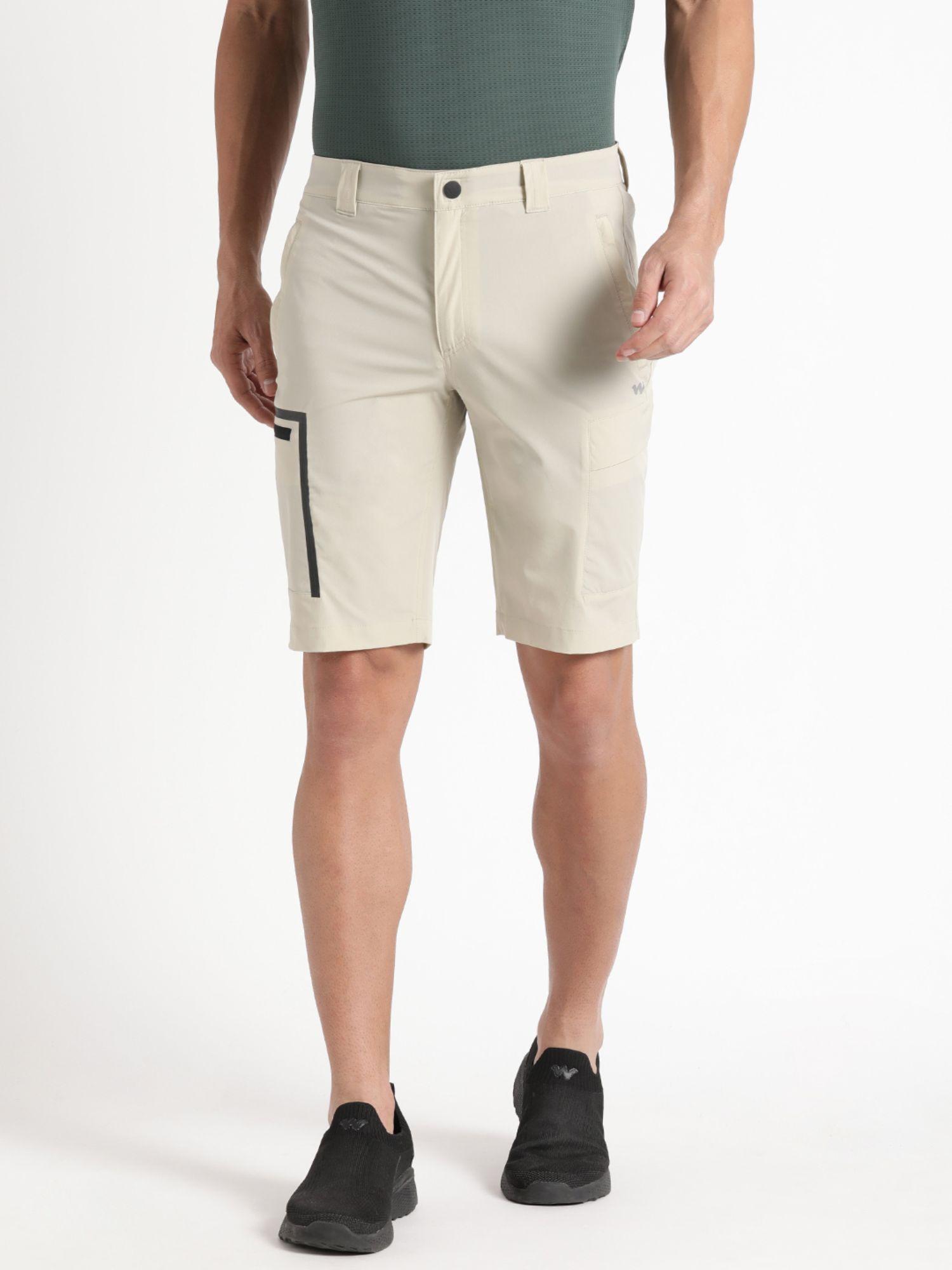 men hiking regular fit nylon fabric anti odor shorts-beige