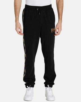 men holiday pack brand print straight trackpants