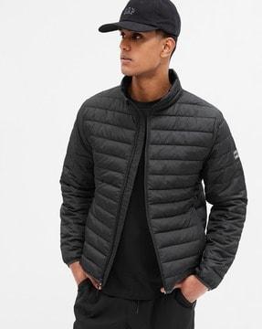 men hooded puffer jacket with insert pockets