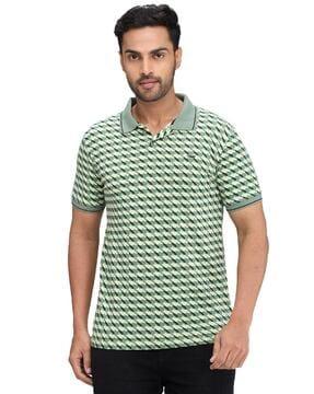 men houndstooth print slim fit polo t-shirt