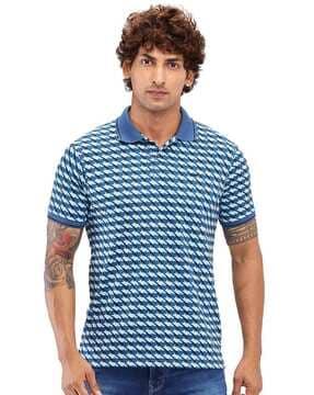 men houndstooth slim fit polo t-shirt