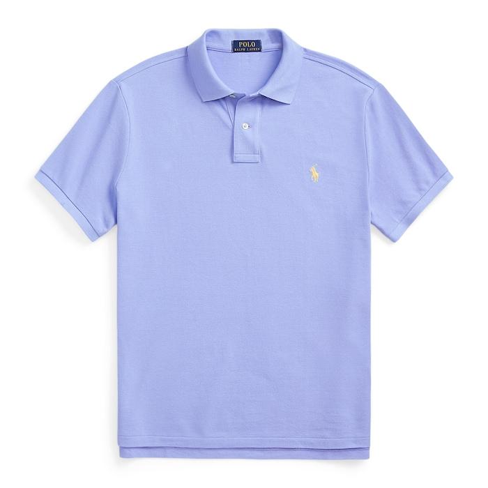 men ice blue custom slim fit mesh polo