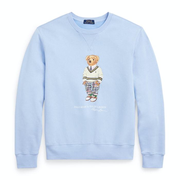 men ice blue polo bear fleece sweatshirt