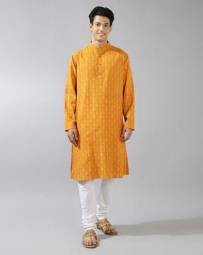 men ikat print regular fit kurta