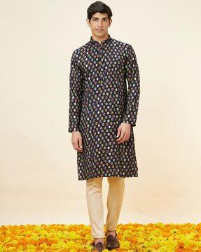 men ikat print regular fit kurta