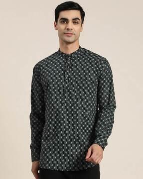 men ikat print regular fit kurta