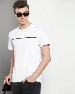 men inset logo tape print regular fit t-shirt