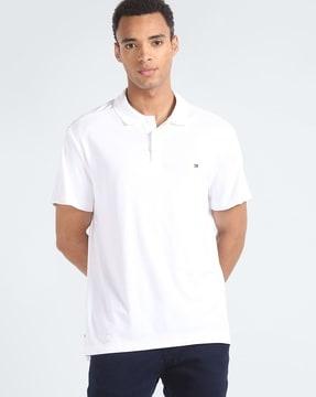 men interlock sleeve tape regular fit polo t-shirt