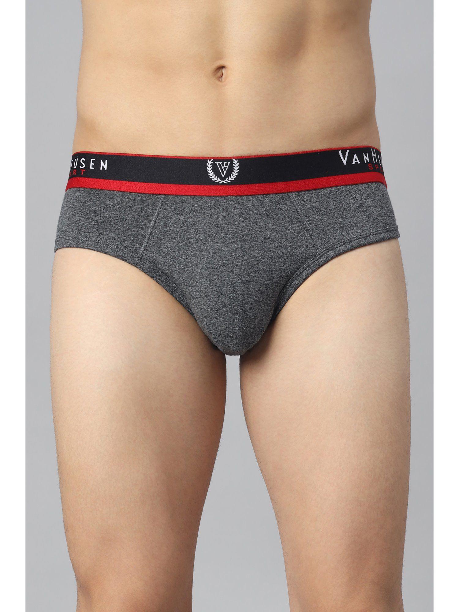 men jaspe textured & no marks briefs - grey