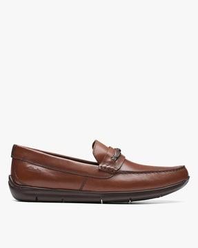 men karlock trim slip-on formal shoes