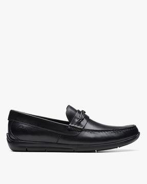 men karlock trim slip-on formal shoes