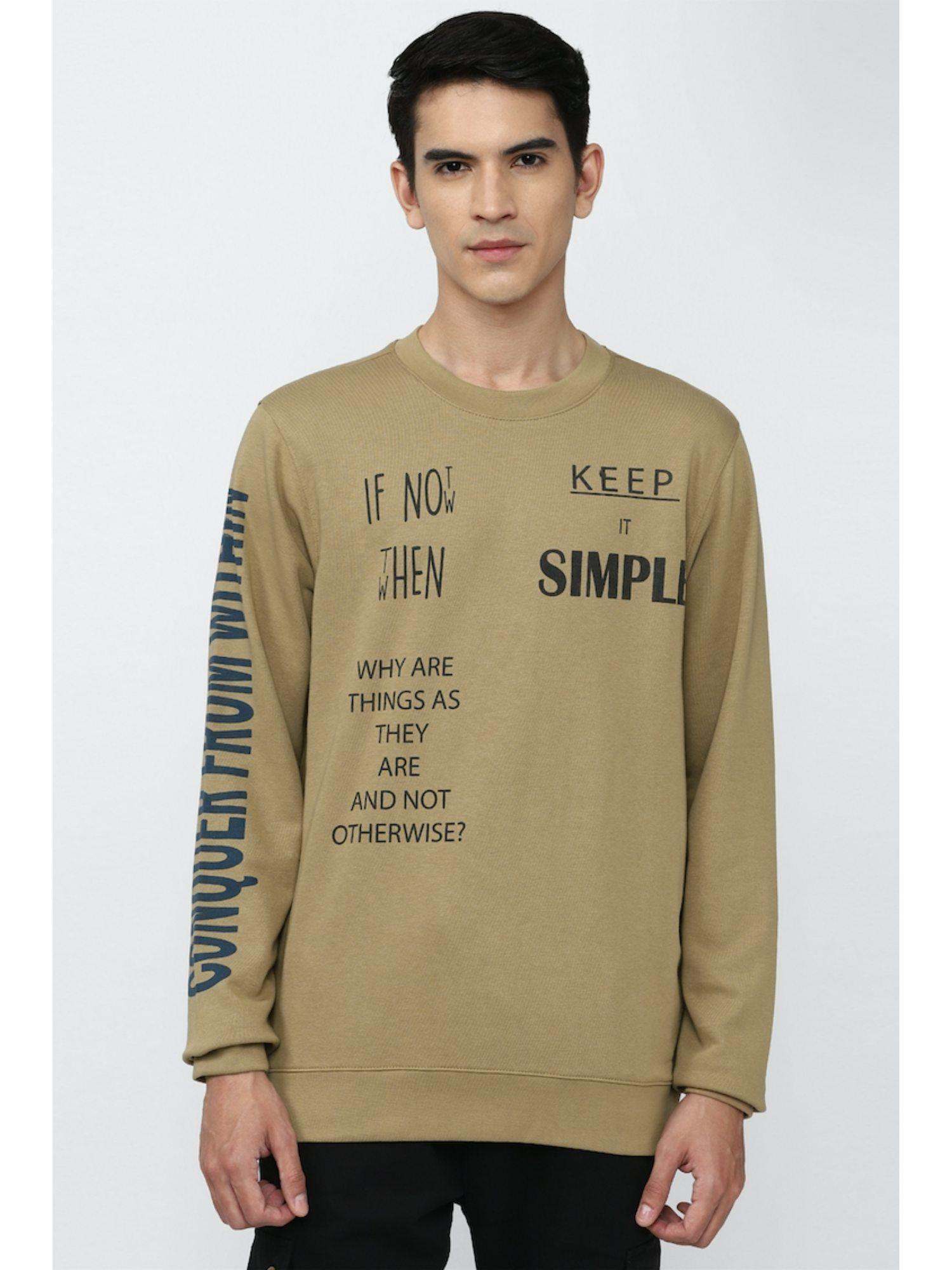 men khaki graphic sweatshirt