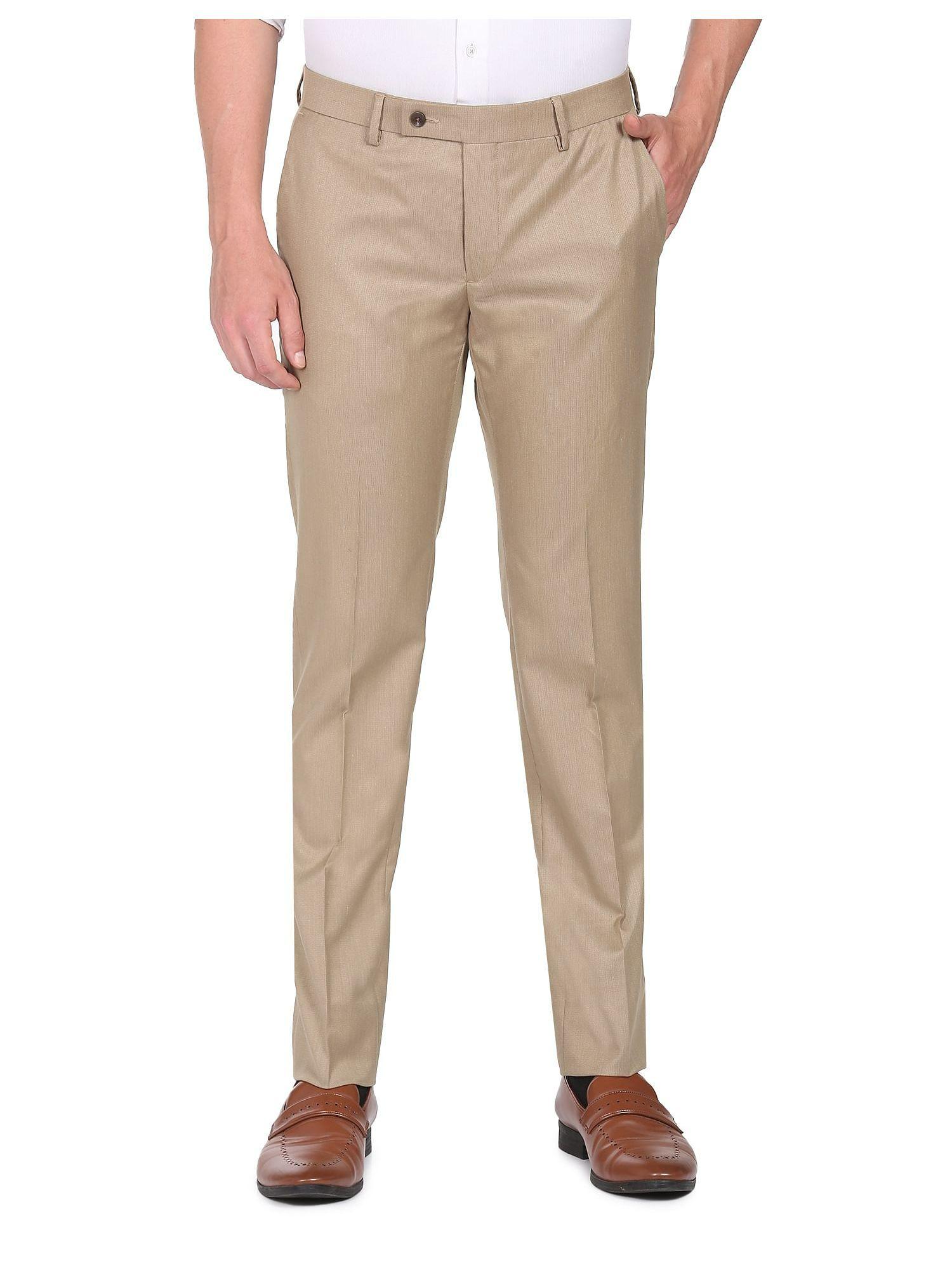 men khaki hudson tailored fit smart flex formal trousers