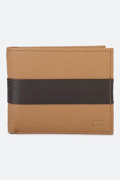 men khaki print genuine leather wallet