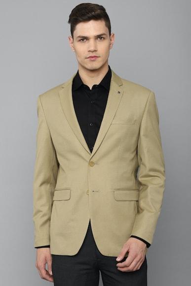 men khaki slim fit solid formal blazer