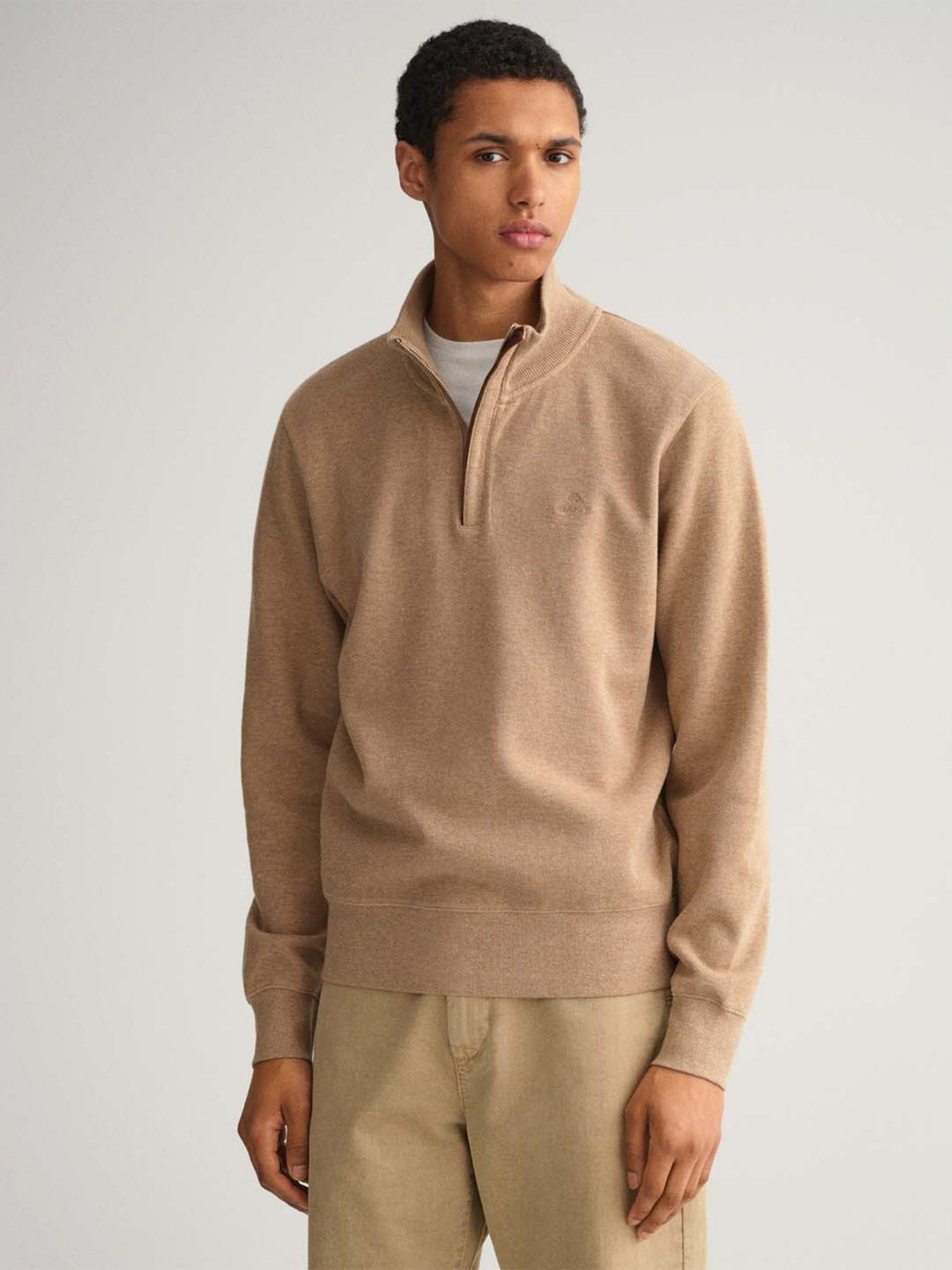 men khaki solid regular fit sweatshirt